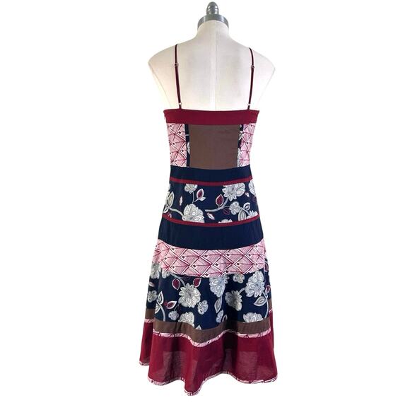 BCBGMaxAzria Patchwork Floral Halter Midi Dress Red - Picture 9 of 11